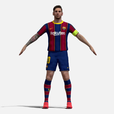 A-Pose Rigged Messi Barcelona