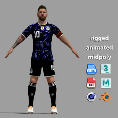 A-Pose Rigged Messi World Cup 2026 3D Model