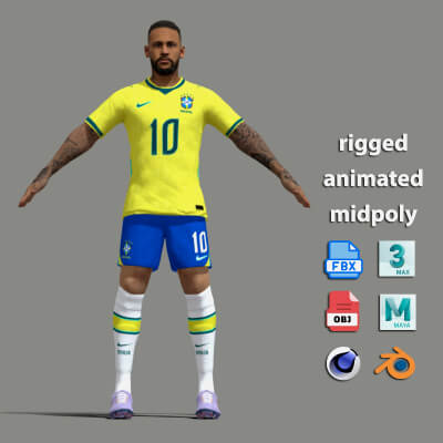 A-Pose Rigged Neymar Brazil World Cup 2026