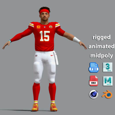A-Pose Rigged Patrick Mahomes Kansas City Chiefs NFL