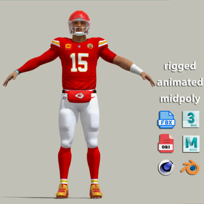 A-Pose Rigged Patrick Mahomes NFL