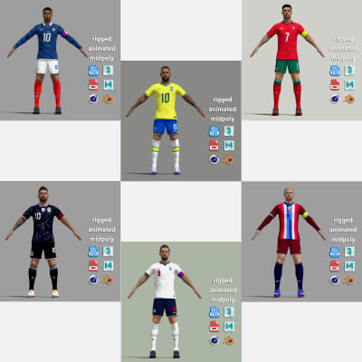 Pack 6 All Stars Worldcup 2026 3D Model
