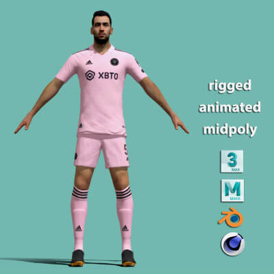 T-Pose 3D Model Sergio Busquets Miami