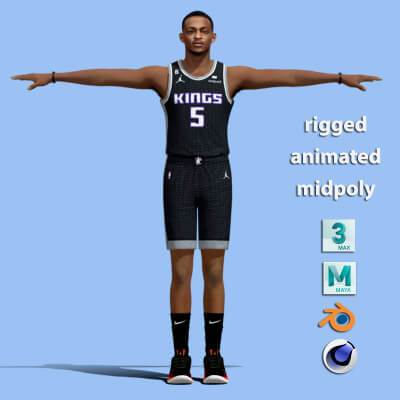 T-Pose Rigged De Aaron Fox Sacramento Kings