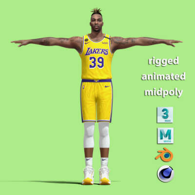 T-Pose Rigged Dwight Howard Los Angeles Lakers NBA