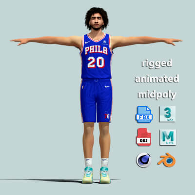 T-Pose Rigged Jared Mccain Philadelphia 76Ers