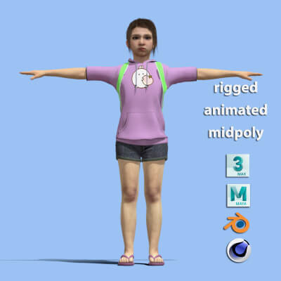 T-Pose Rigged Little Girl