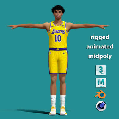 T-Pose Rigged Max Christie Los Angeles Lakers 23