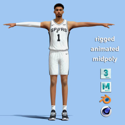 T-Pose Rigged Victor Wembanyama Spurs NBA