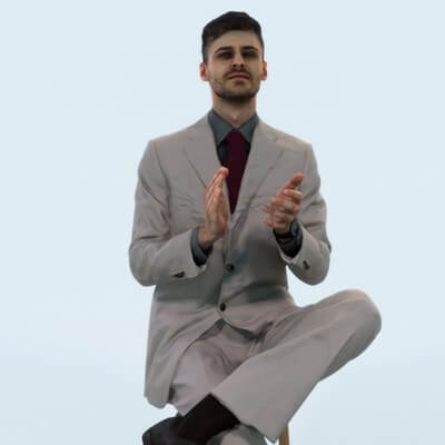 Posture 19D Clapping Sitting Elegant Man (8k Textures) - 3D Model by Treapl