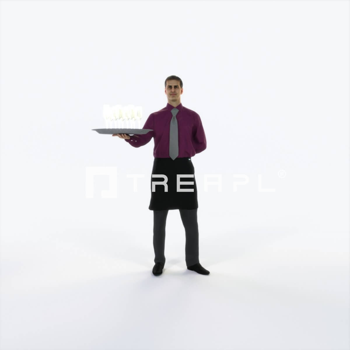 Romance 05F Waiter Offering Working Man - 3D Model by Treapl