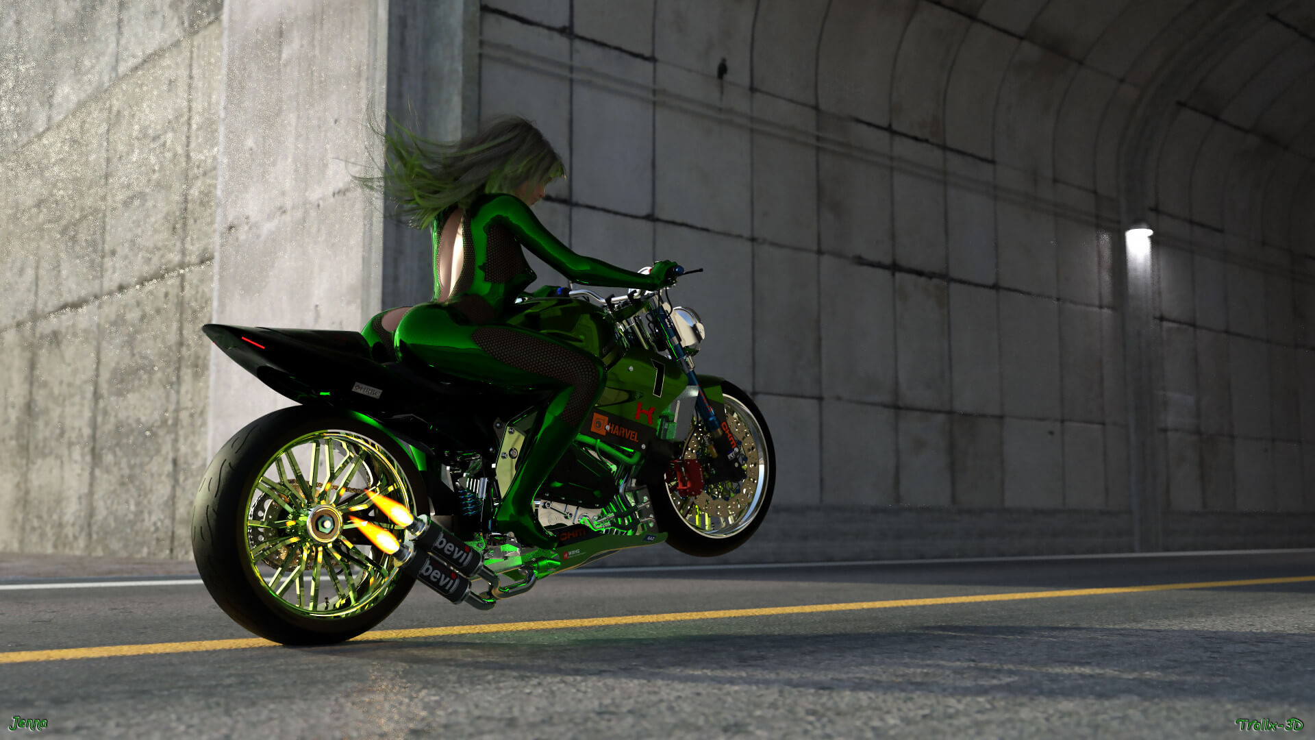 Jenna Street Bike 3D Desktop HD Wallpaper