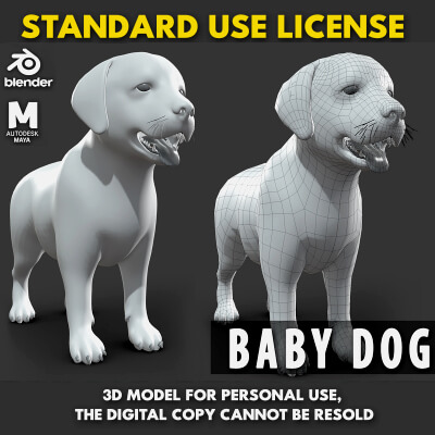 Baby Dog - Topology UV Map 3D Model by Tsering