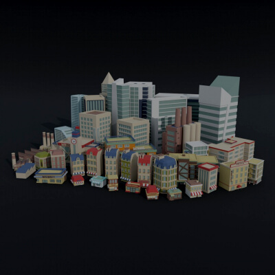 Cartoon City Asset Polygonal Style