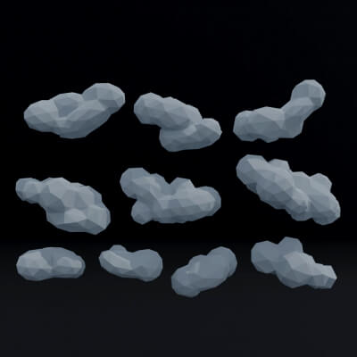 Cartoon Clouds Asset Polygonal Style