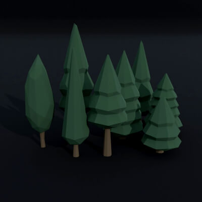Cartoon Conifers Tree Polygonal Style