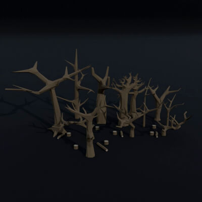 Cartoon Dead Trees Polygonal Style
