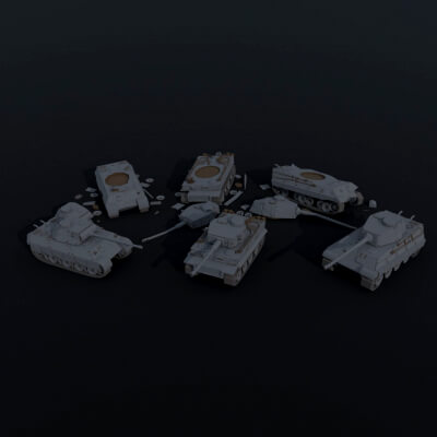 Cartoon Dieselpunk Tanks Polygonal Style