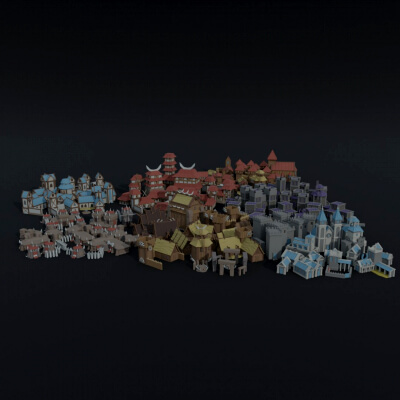 Cartoon Fantasy Citys Asset Polygonal Style