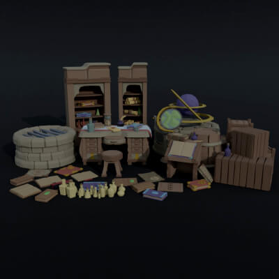 Cartoon Fantasy Clerk Asset Polygonal Style