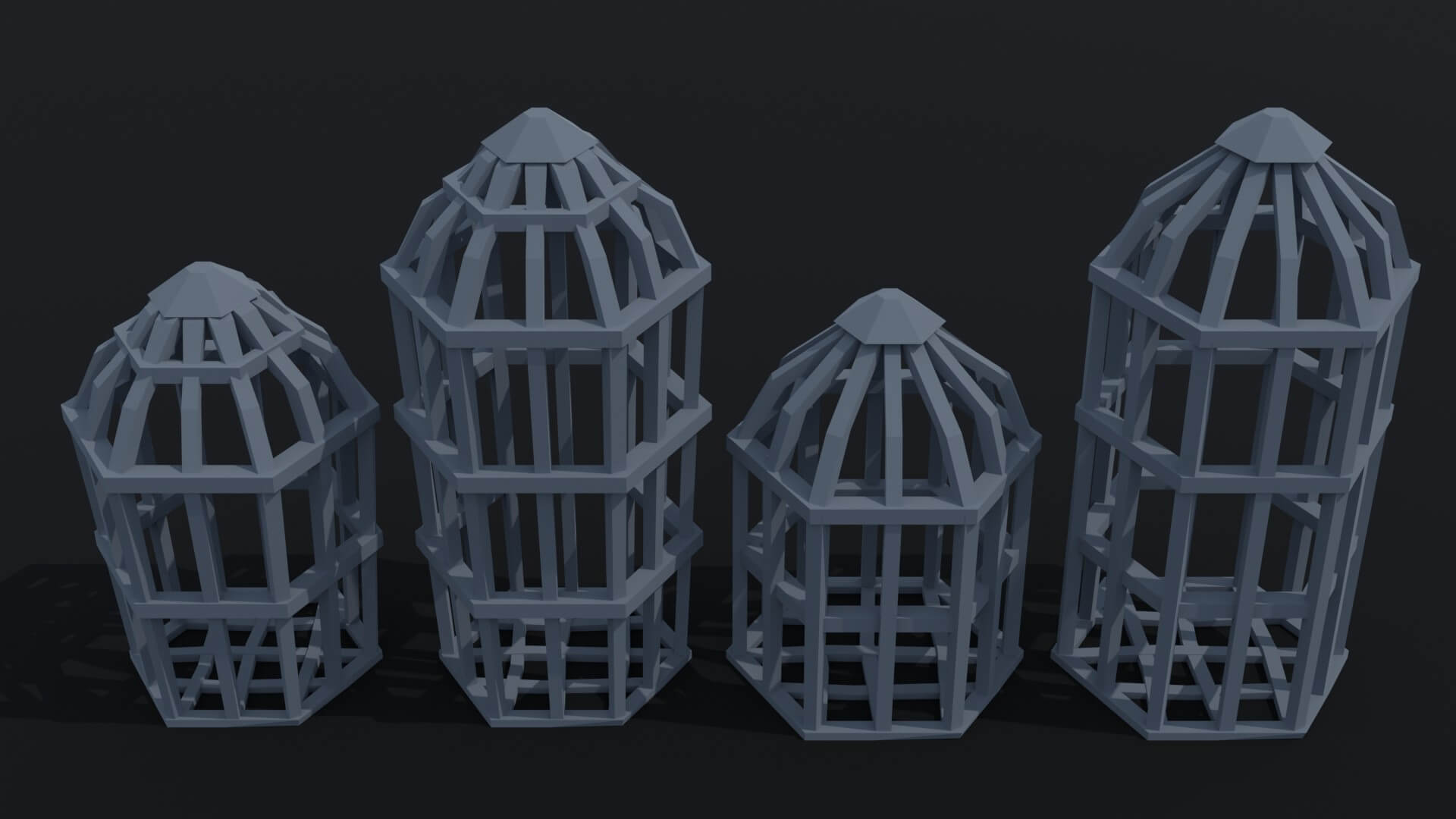 Cartoon Cages Polygonal Style - 3D Model by Tykryk