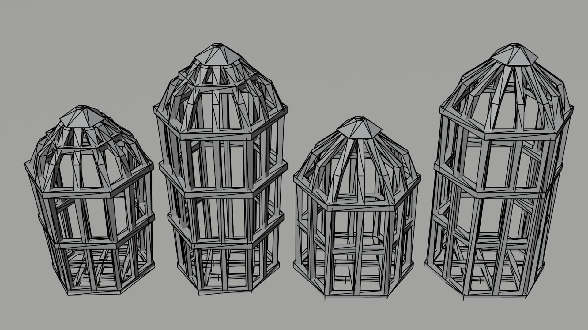 Cartoon Cages Polygonal Style - 3D Model by Tykryk