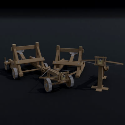 Cartoon Siege Engines Polygonal Style