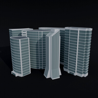 Cartoon Skycrapers 2 Polygonal Style