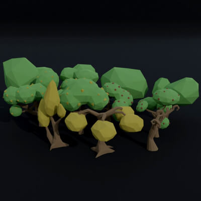 Cartoon Trees Polygonal Style