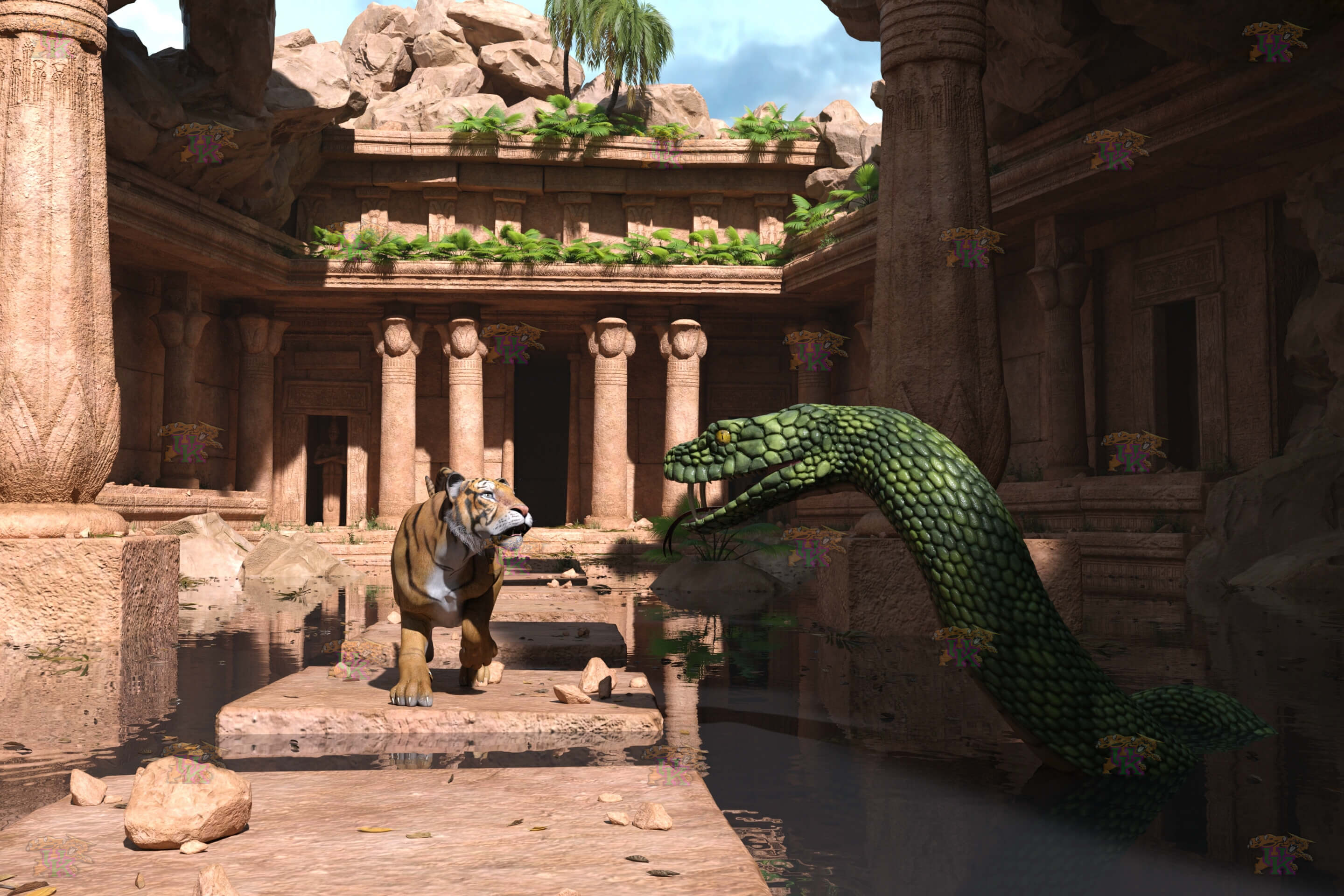 Junglebook - Hidden Place... 3D Render, Digital Art by UdoK