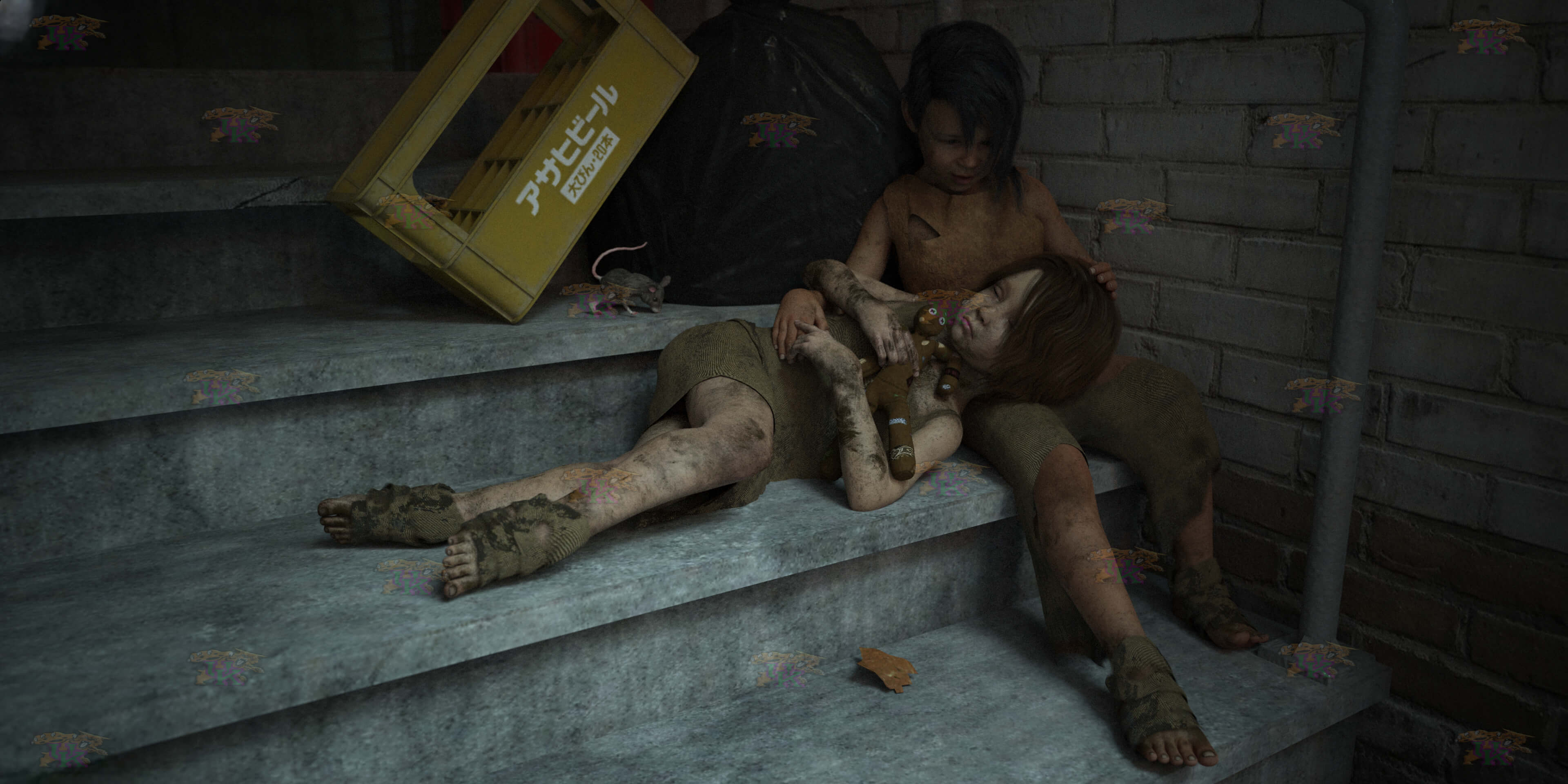 Street Kids 003 3D Render, Digital Art by UdoK