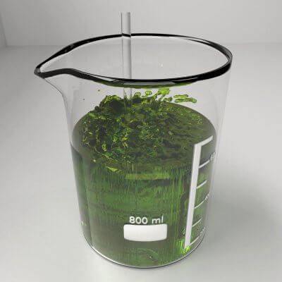 800 Ml Glass Beaker with Liquid and Rod - 3D Model by unos