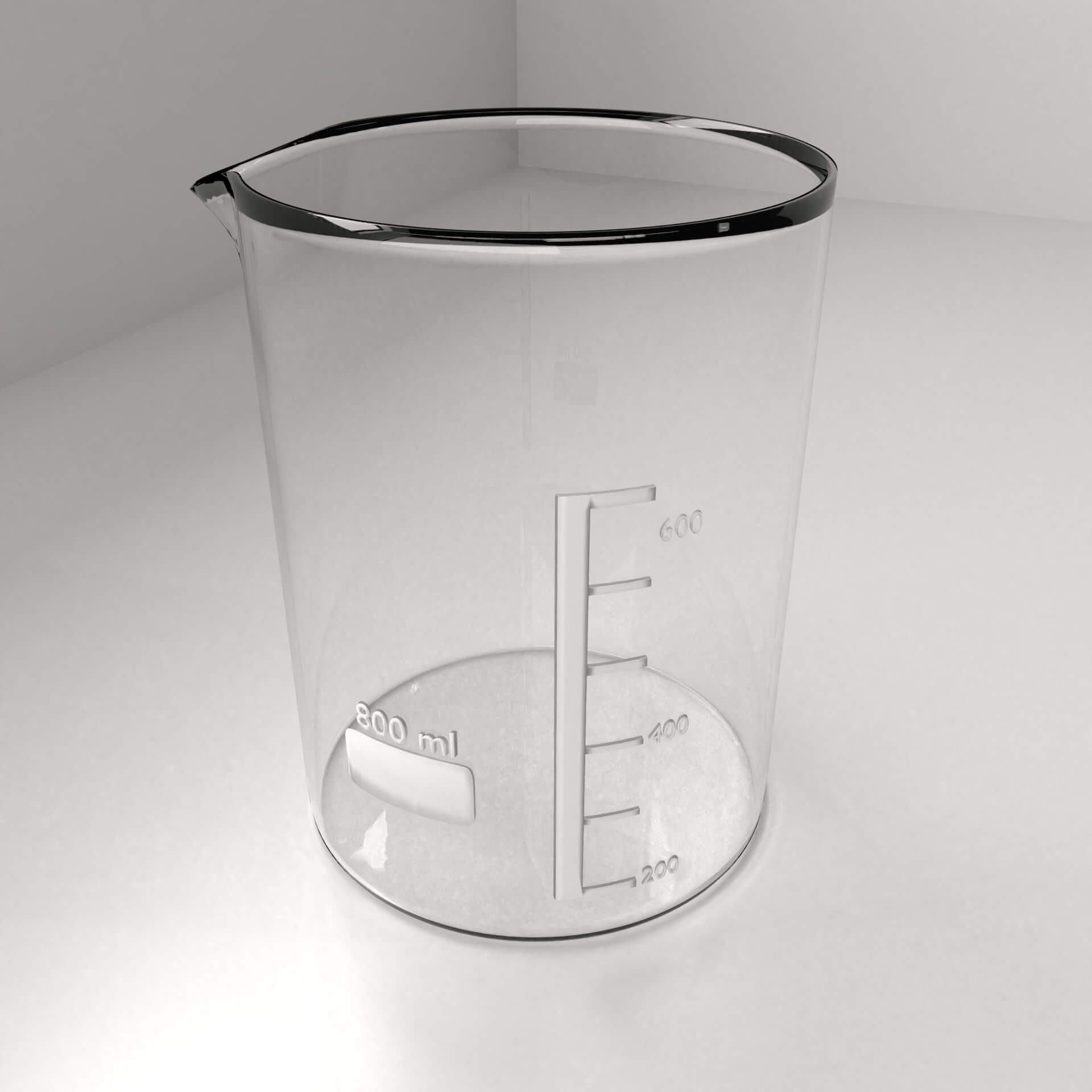 800ml Empty Glass Beaker 3D Model by unos