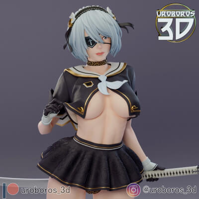 Nier Automata - 2B by Uroboros3D