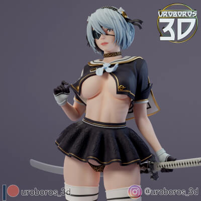 Nier Automata - 2B by Uroboros3D