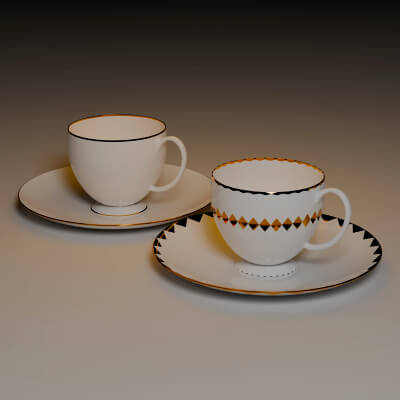 Cups of Tea With Plates