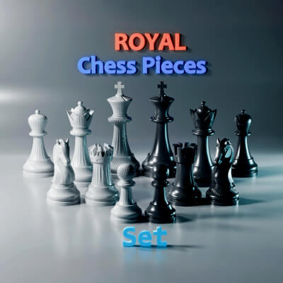 Royal Chess Pieces Set 3D Print Model