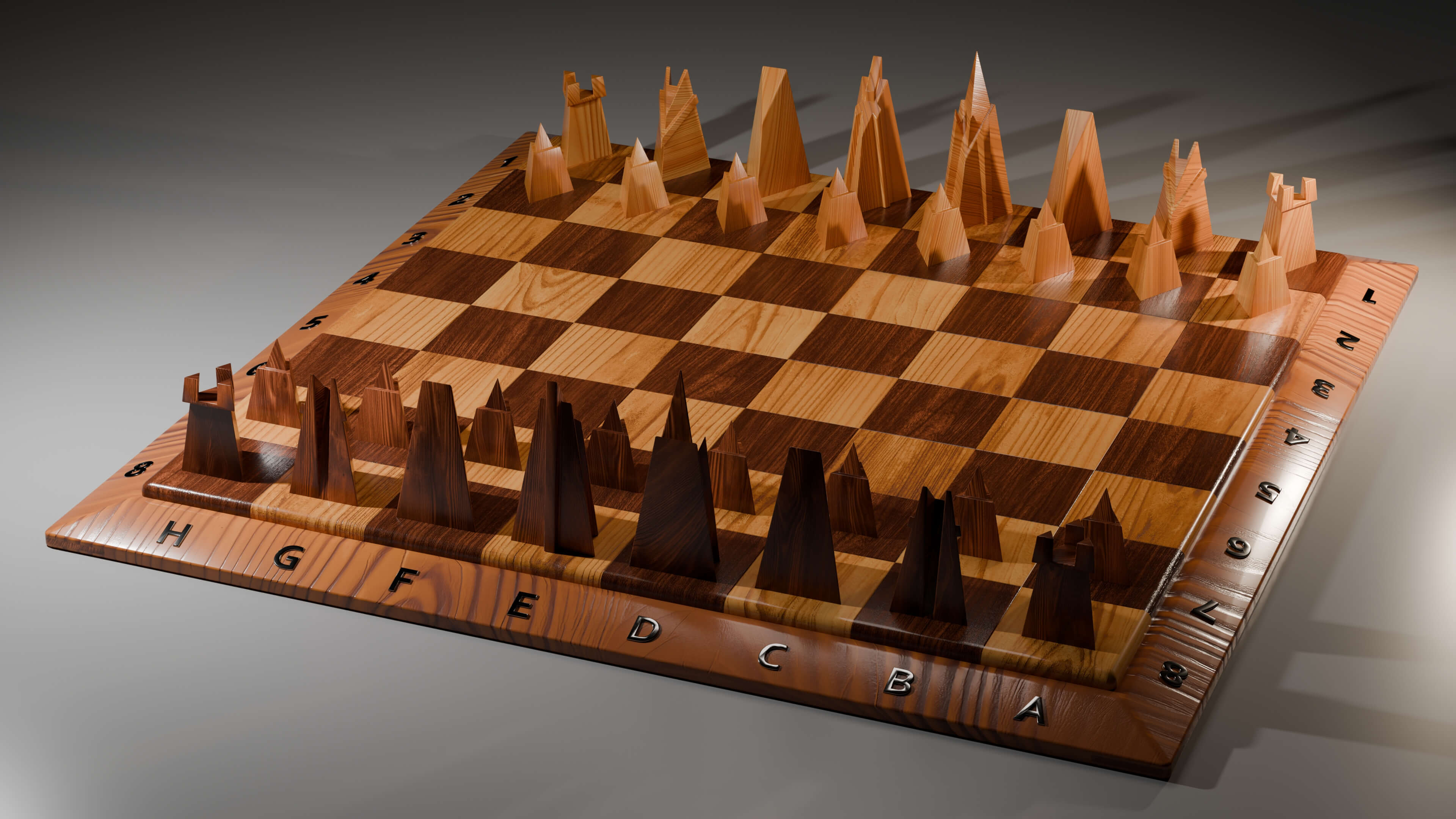 Wooden Chessboard With Pieces - 3D Model by Usama_Mughal