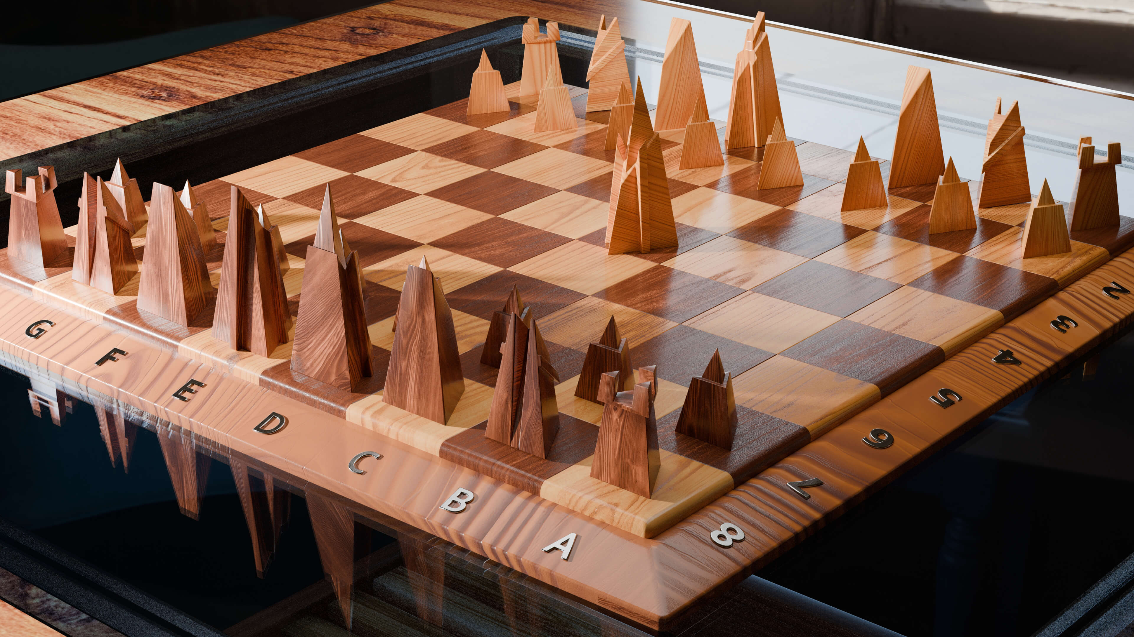 Wooden Chessboard With Pieces - 3D Model by Usama_Mughal