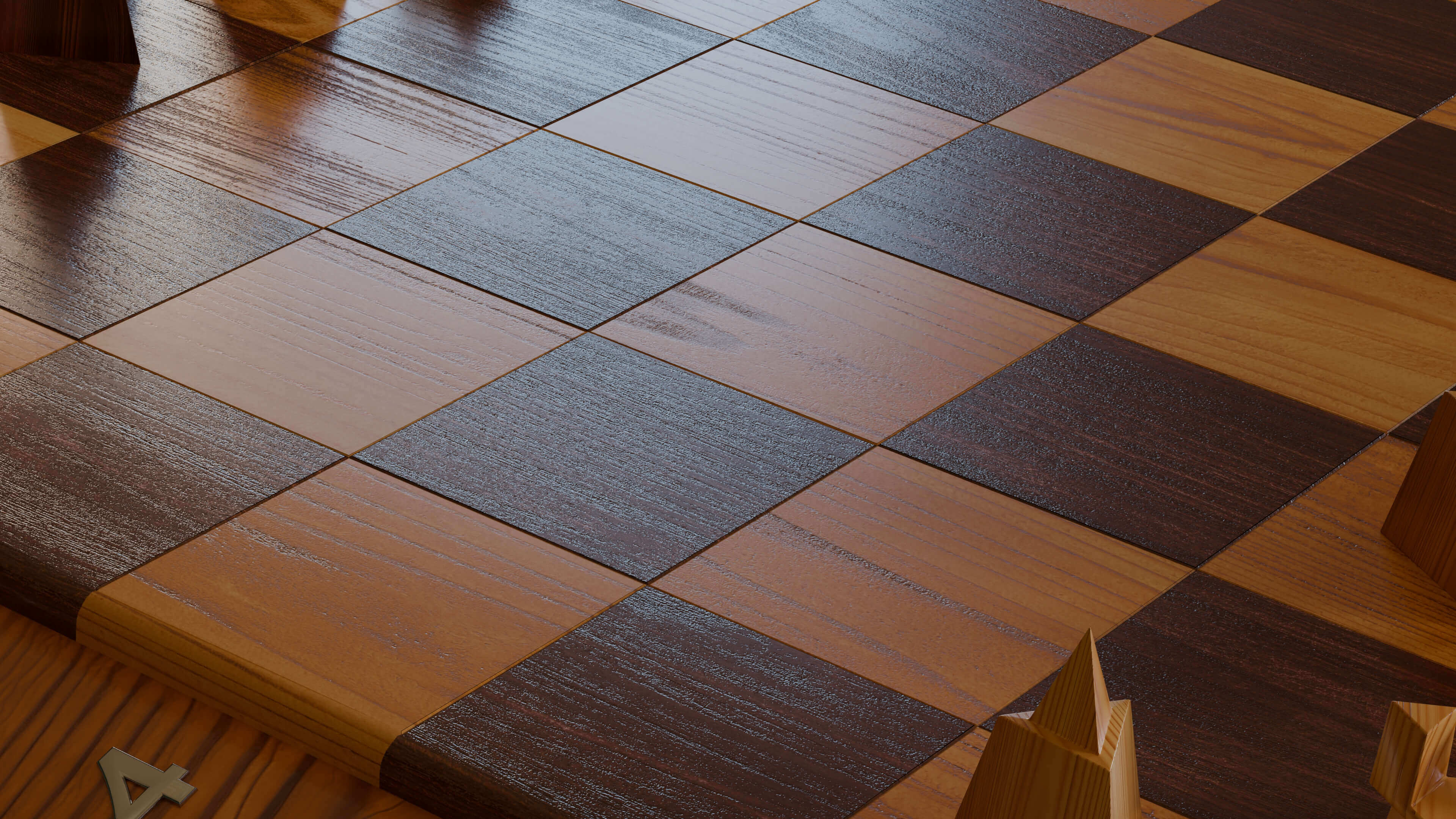 Wooden Chessboard With Pieces - 3D Model by Usama_Mughal