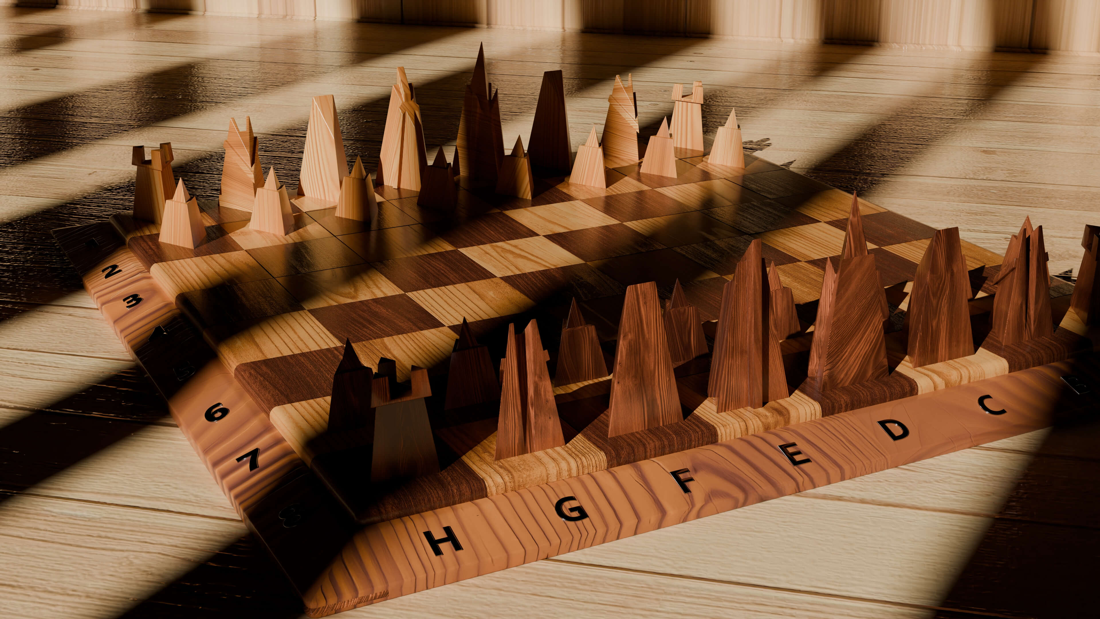 Wooden Chessboard With Pieces - 3D Model by Usama_Mughal