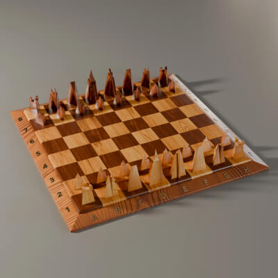 Wooden Chessboard With Pieces