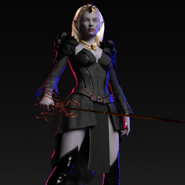 Stormy - Dark Elf Wizard alternate version 3D Render