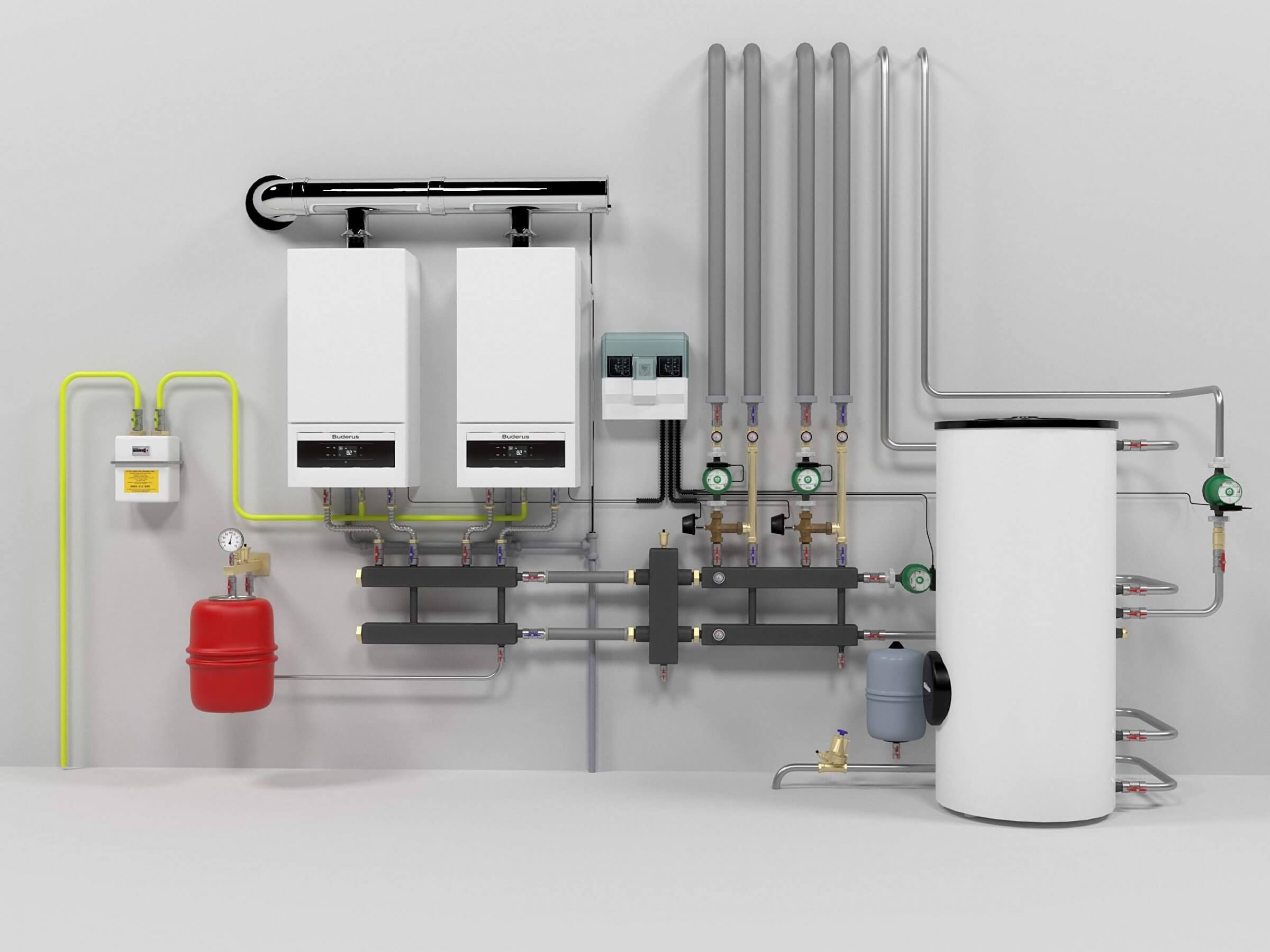 Buderus GB06224 Cascade Heating System 3D Model by vadimche