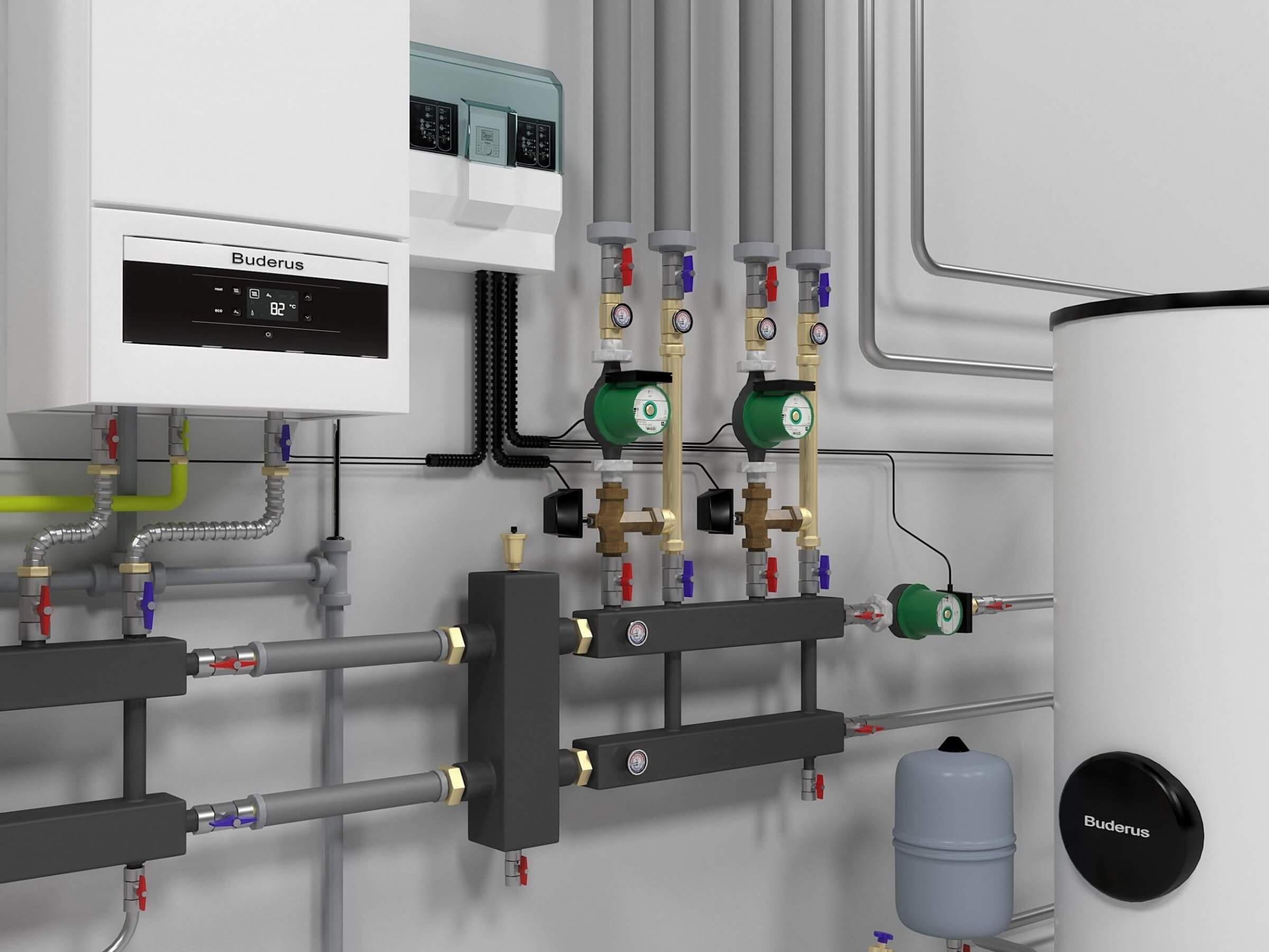 Buderus GB06224 Cascade Heating System 3D Model by vadimche