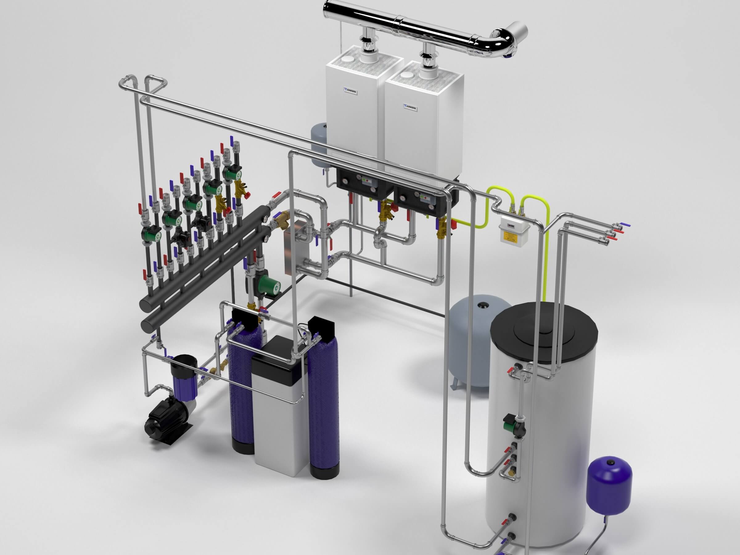 Bosch Condens 5000 ZBR98-2 Heating Instalation 3D Model by vadimche