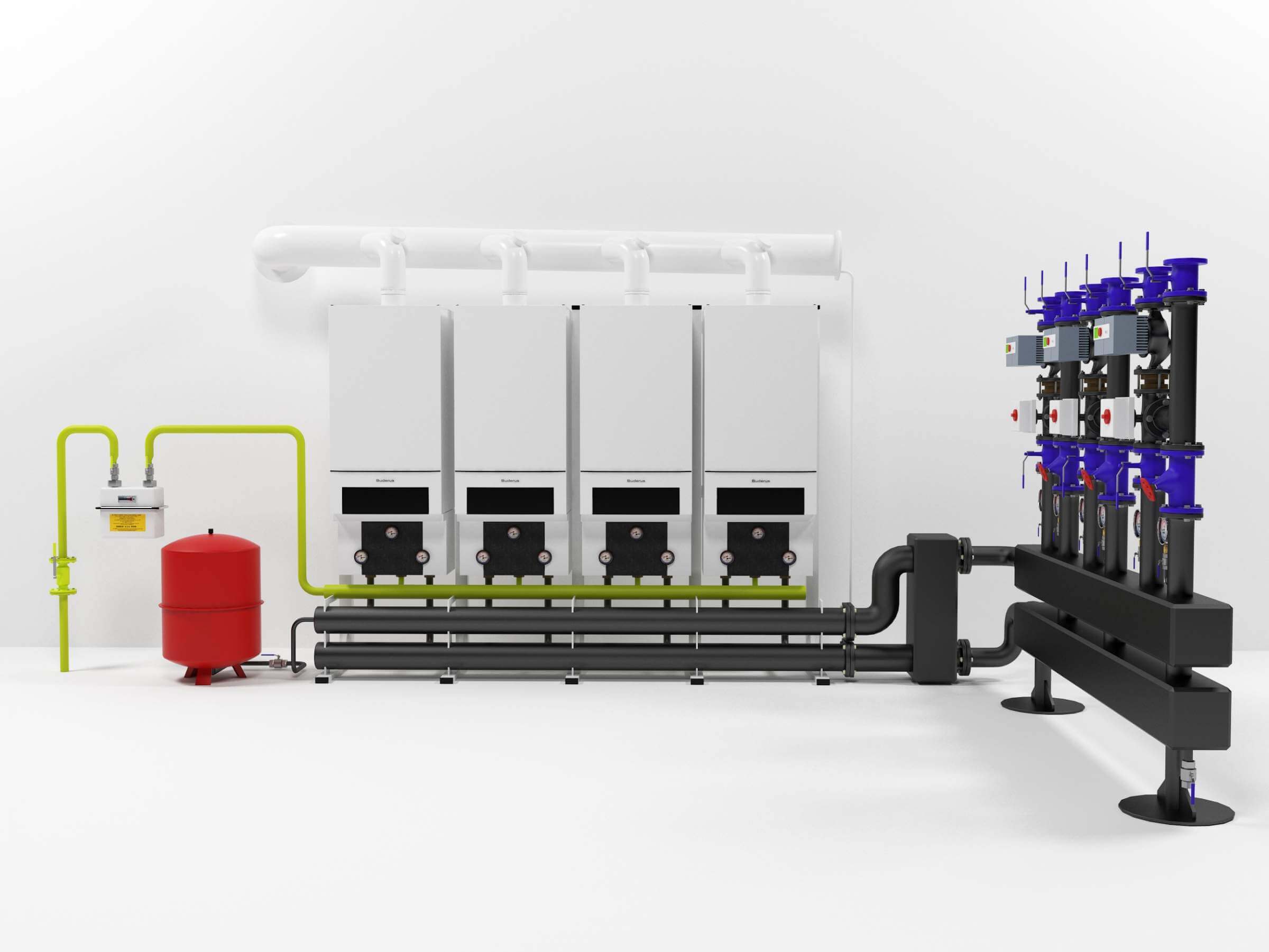 Buderus GB162100 400kW Cascade Heating Instalation 3D Model by vadimche