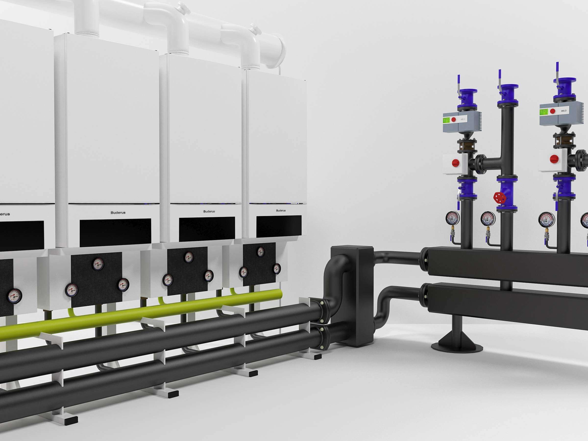 Buderus GB162100 400kW Cascade Heating Instalation 3D Model by vadimche