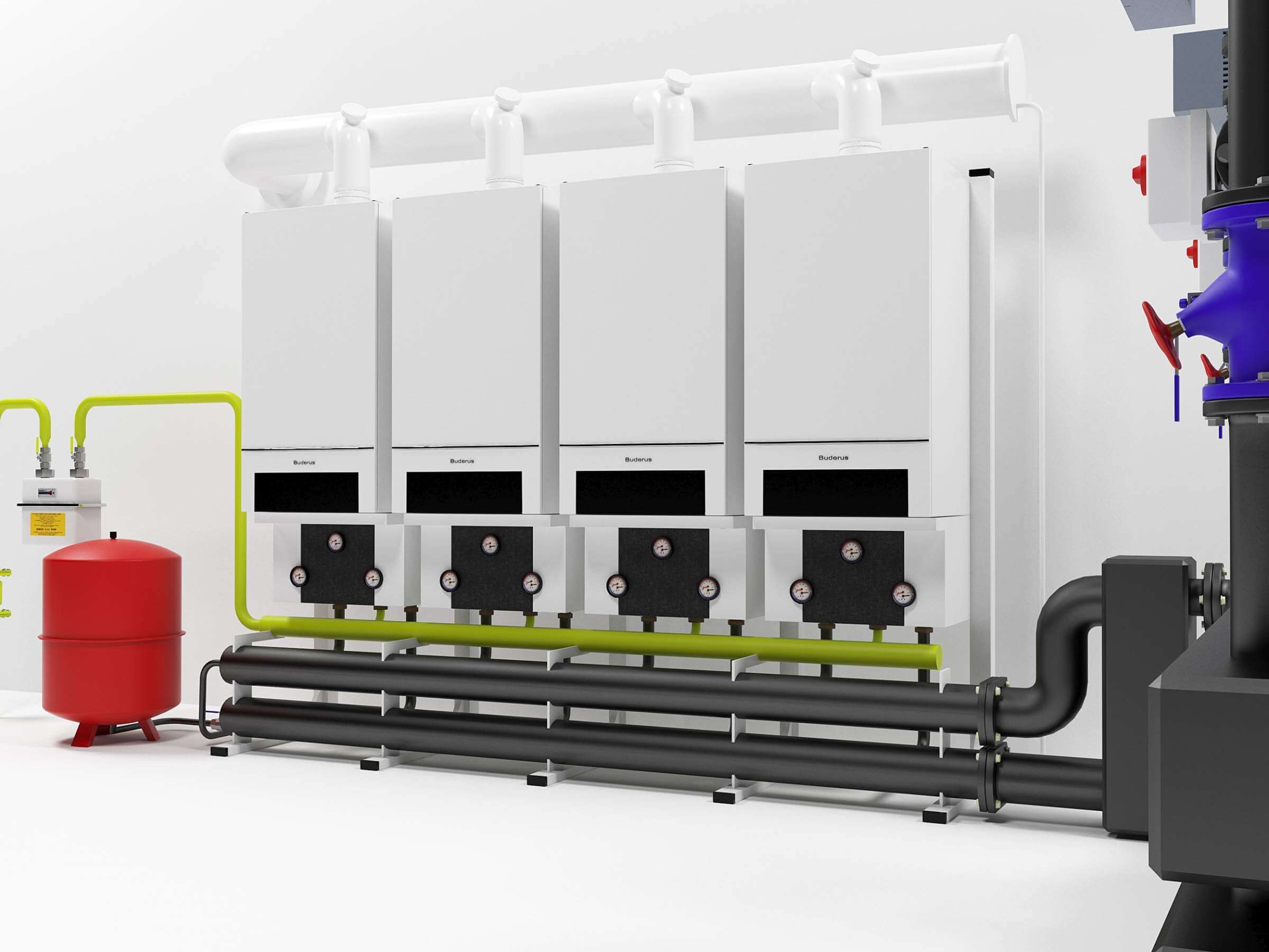 Buderus GB162100 400kW Cascade Heating Instalation 3D Model by vadimche