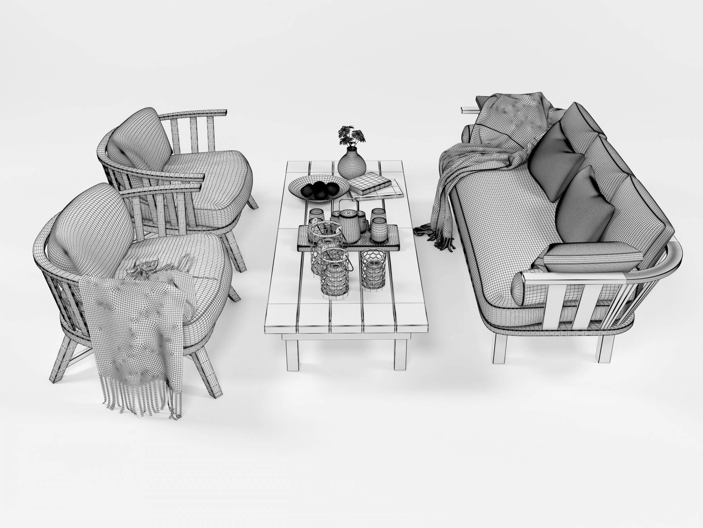 Outdoor Furniture Set 1004 3D Model by vadimche